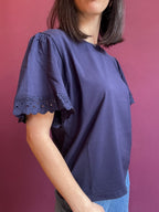 T-shirt con dettaglio in pizzo