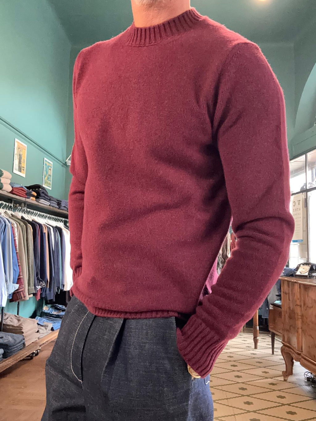 Maglione girocollo “Mario” 100% made in italy in lana