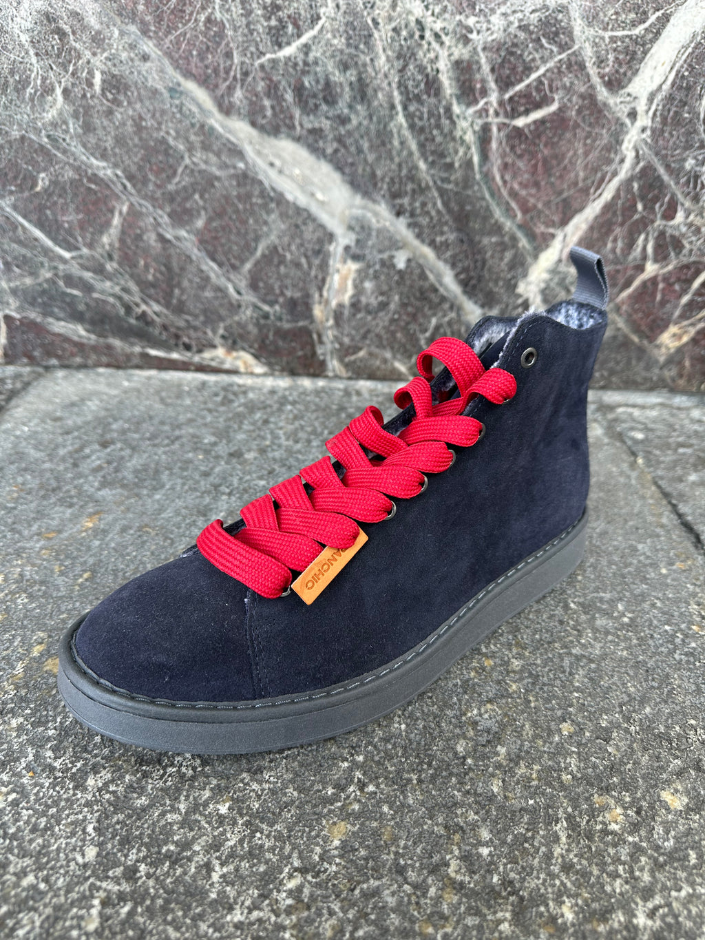 Panchic alte in suede blu galassia e rosso