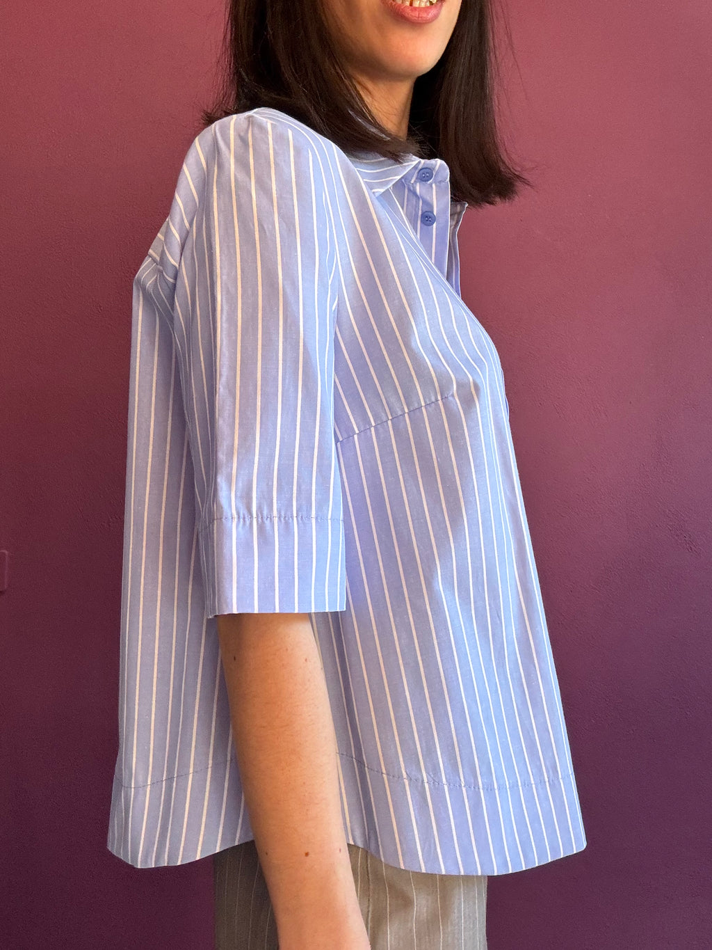 Camicia over manica corta a bacchetta