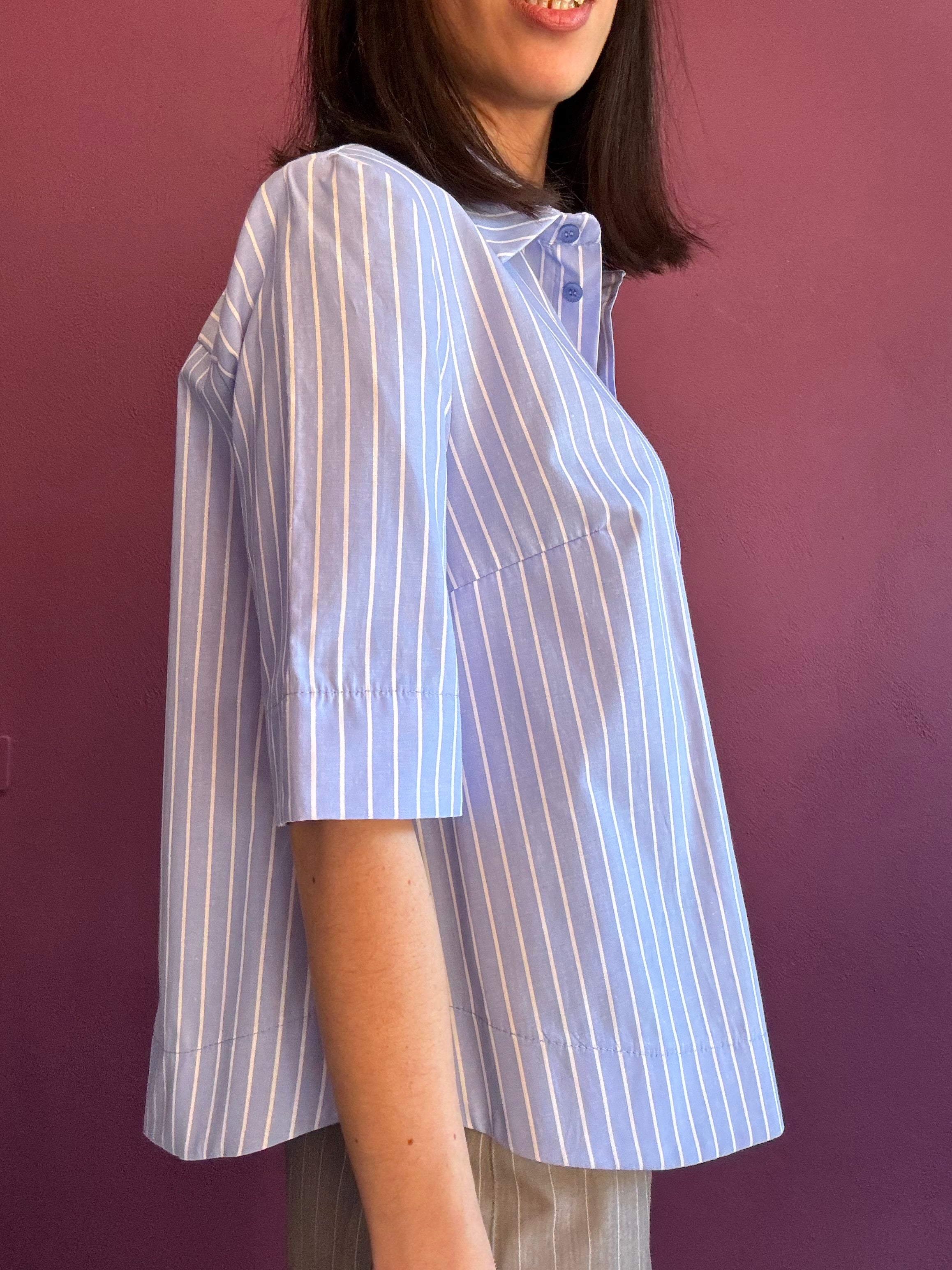 Camicia over manica corta a bacchetta