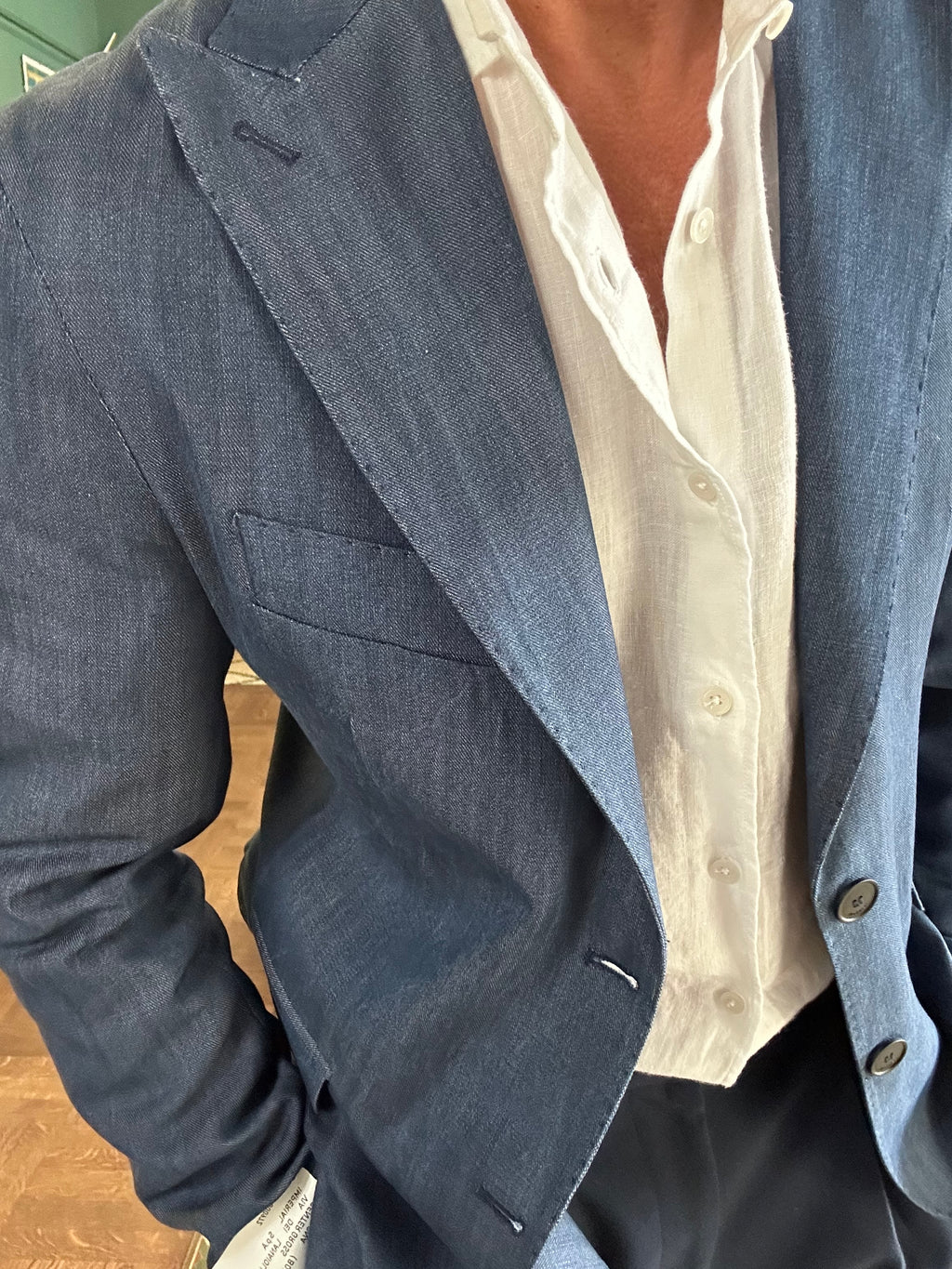 Giacca monopetto chambray Made in Italy
