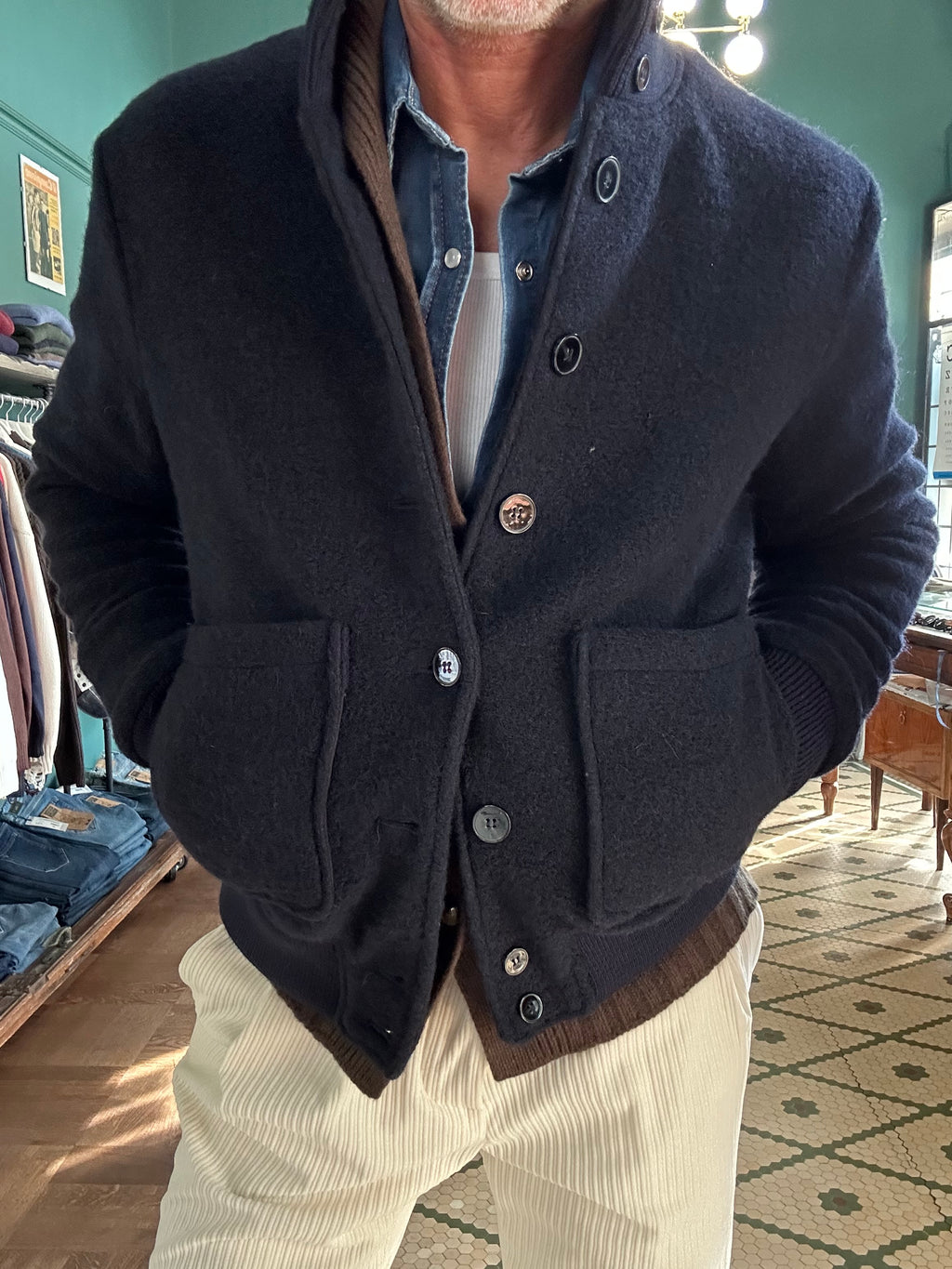 Giubbotto in lana cotta Made in Italy