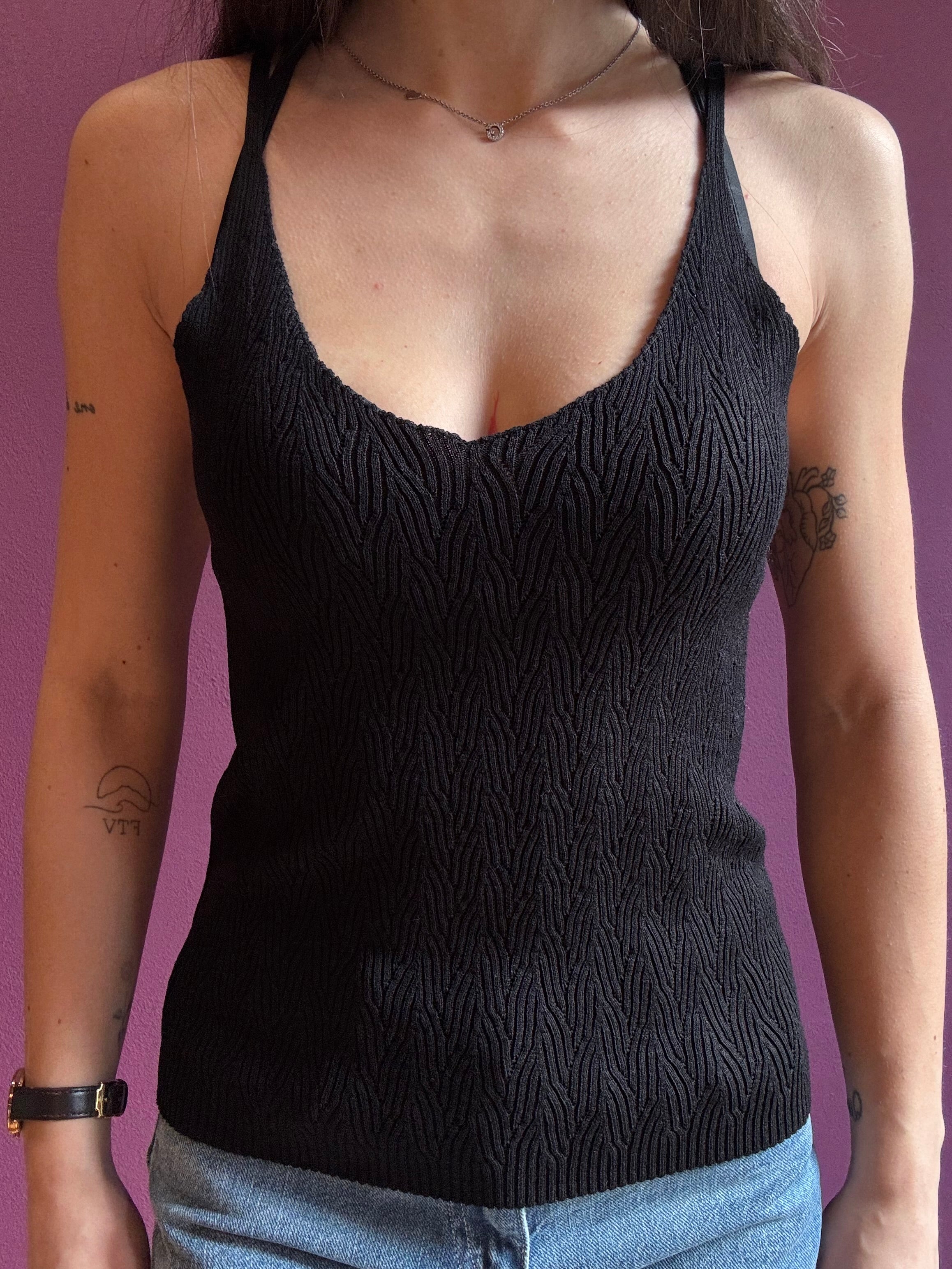 Canottiera nera elasticizzata