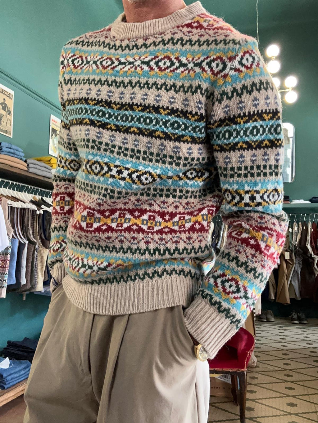 Maglione jacquard in lana