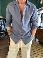 Camicia 100% lino collo Capri