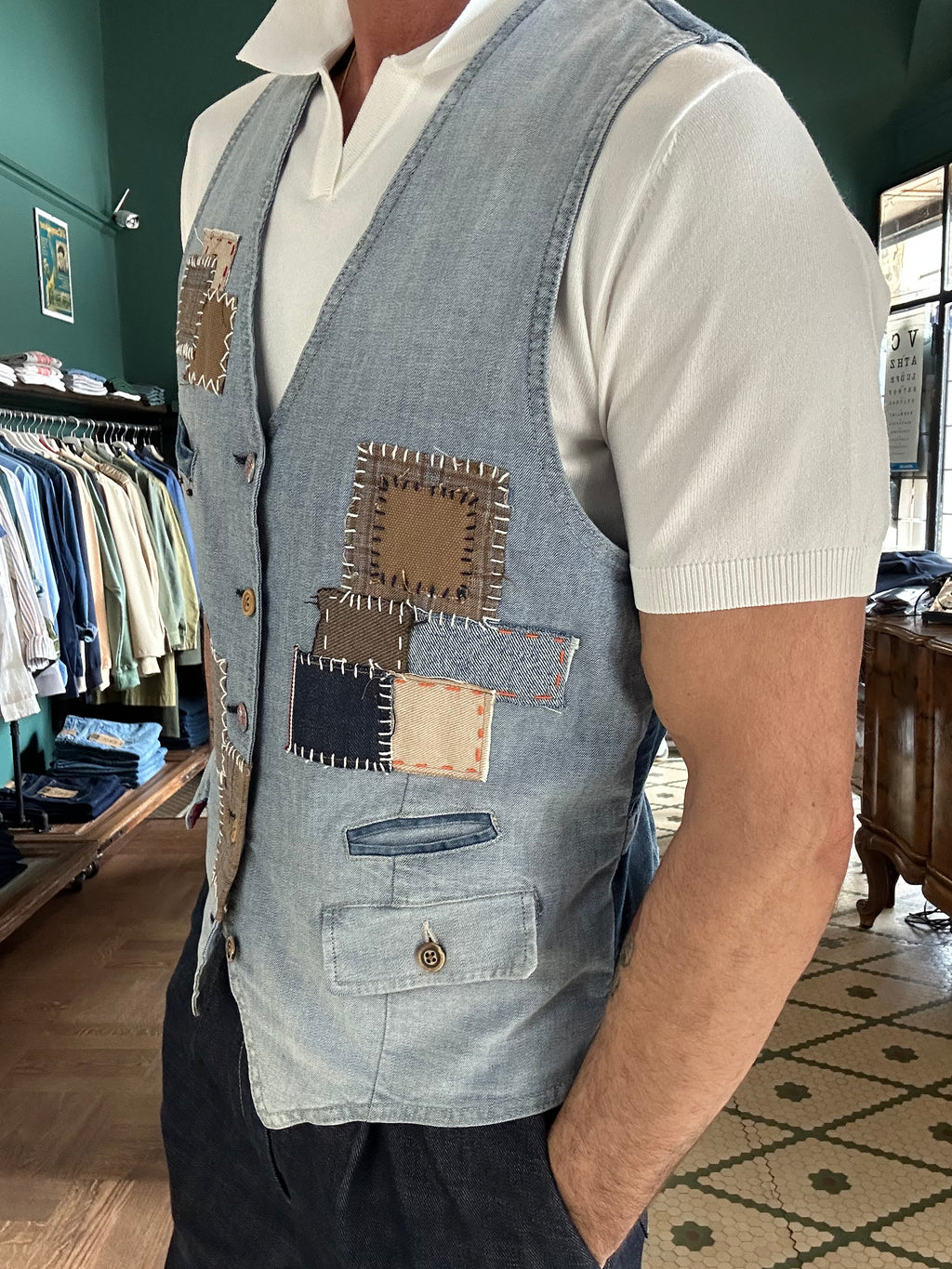 Garry's Earth waistcoat with patch