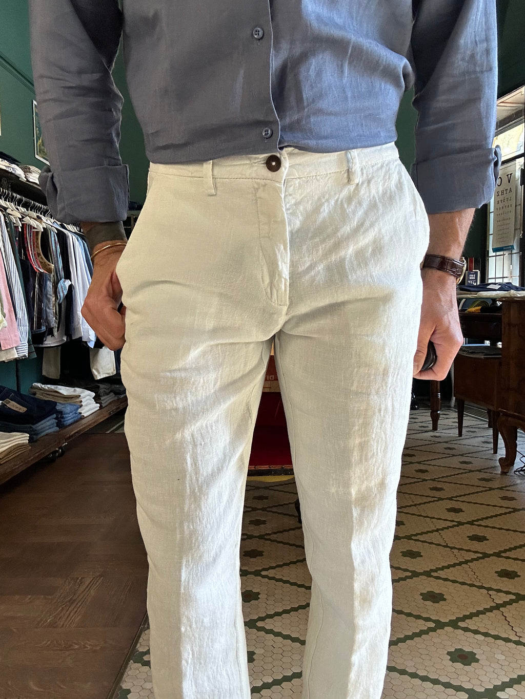 Pantalone 100% Lino Made in italy
