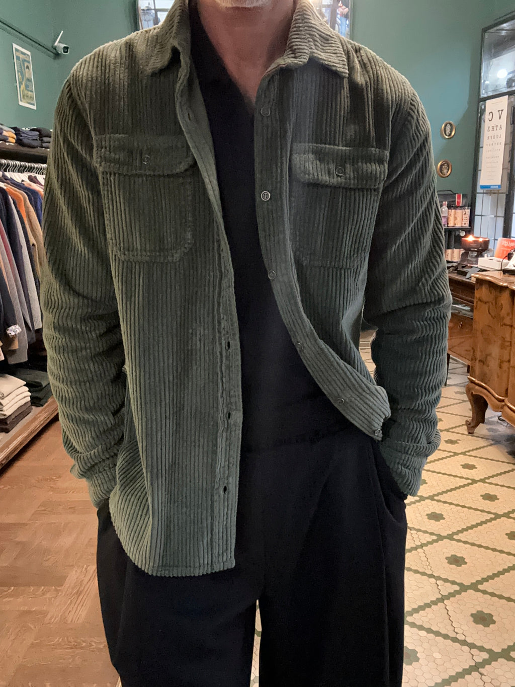 Camicia overshirt in velluto a coste