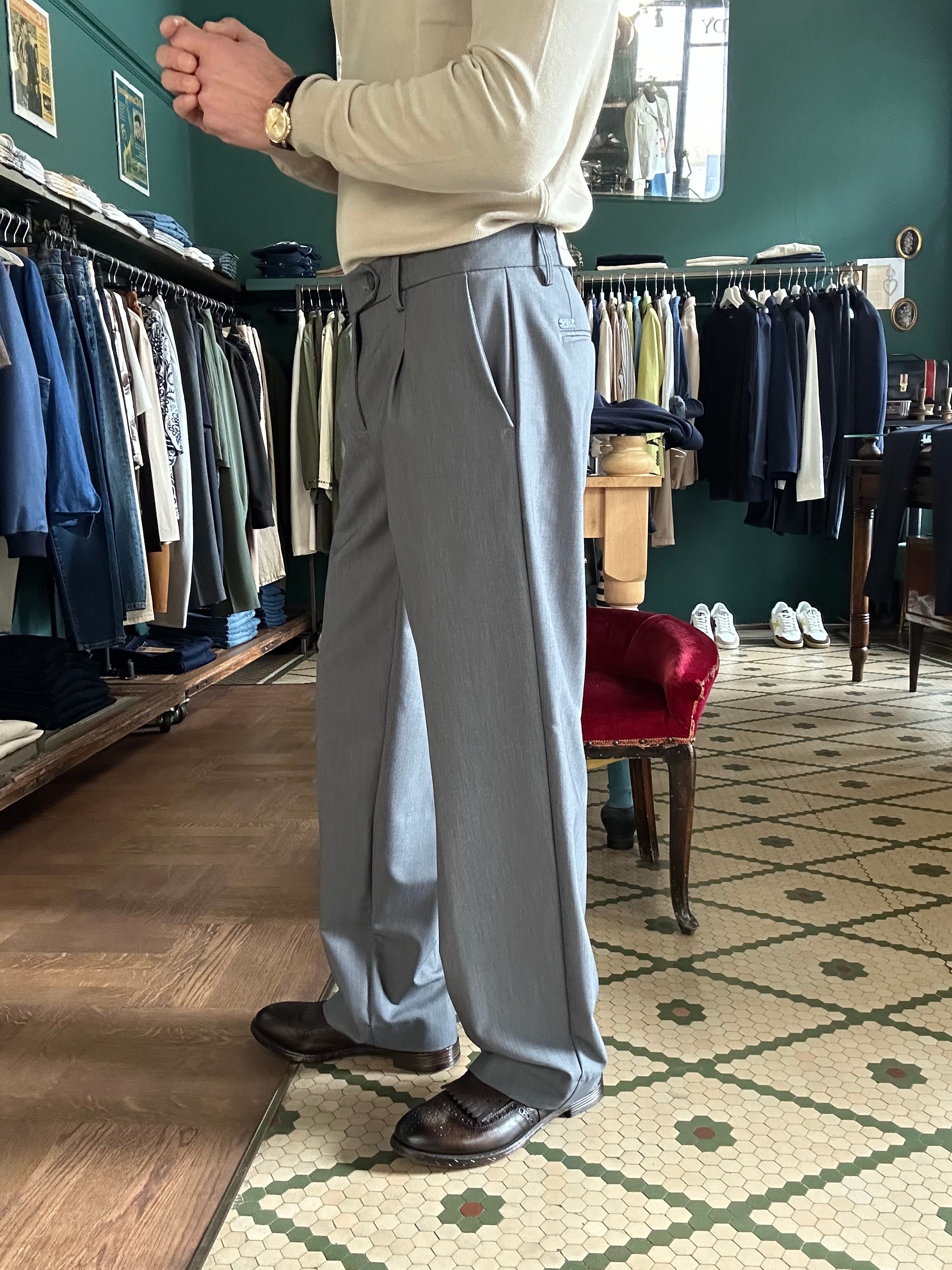 Pantalone Genny effetto grisaglia baggy