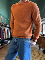 Maglione girocollo bottonato in misto lana