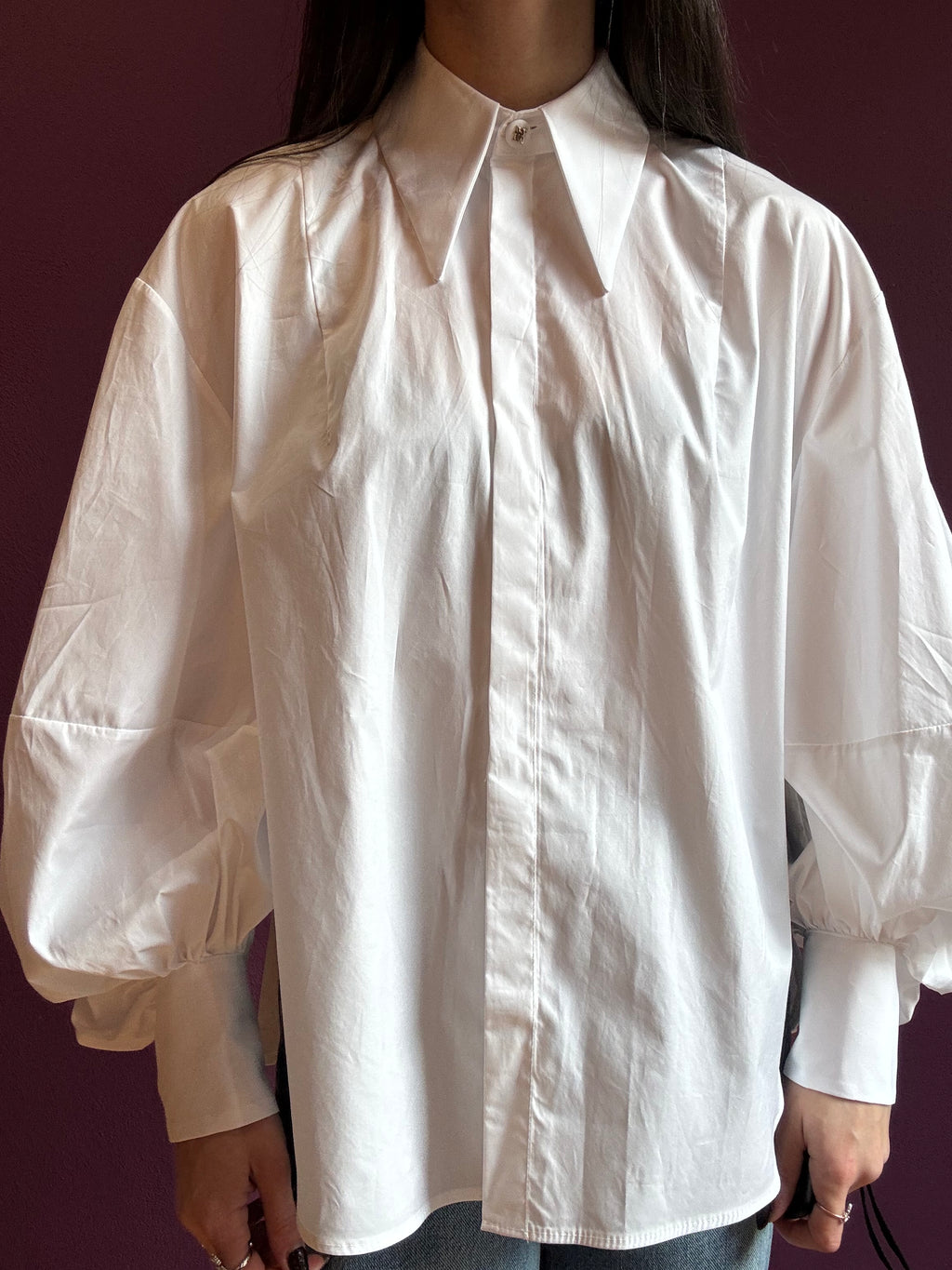 Camicia oversize con maniche a sbuffo