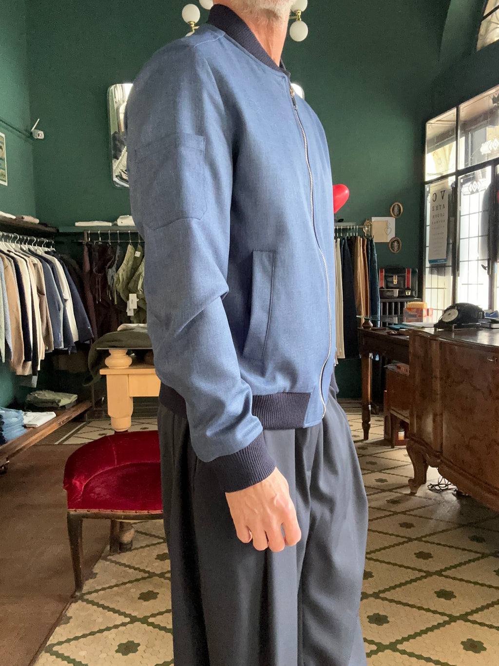 Bomber blu avio Made in Italy