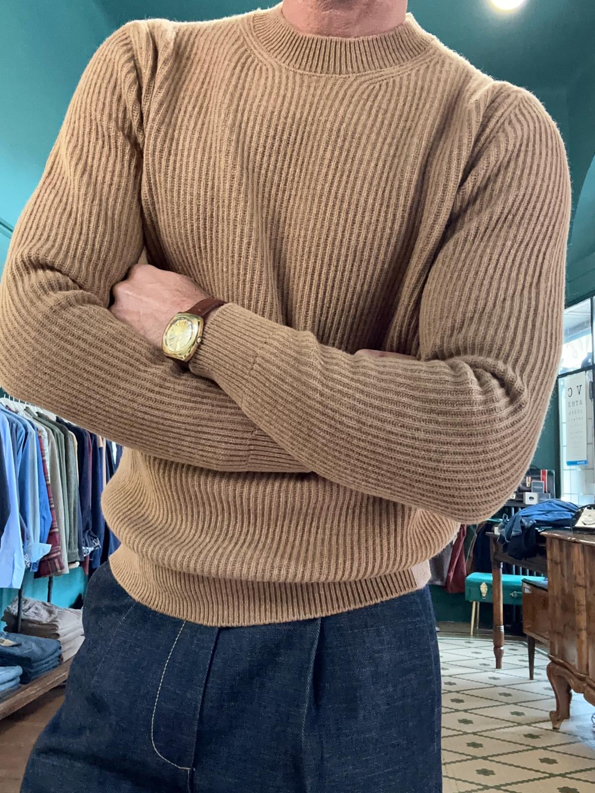 Maglione girocollo “Carlo” a costa in lana