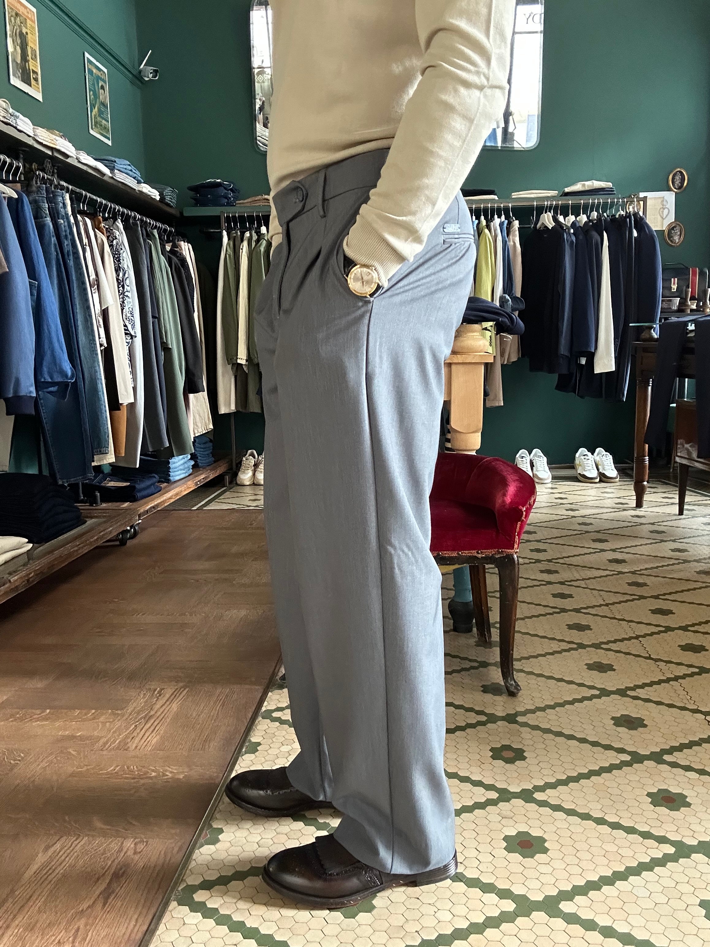 Pantalone Genny effetto grisaglia baggy