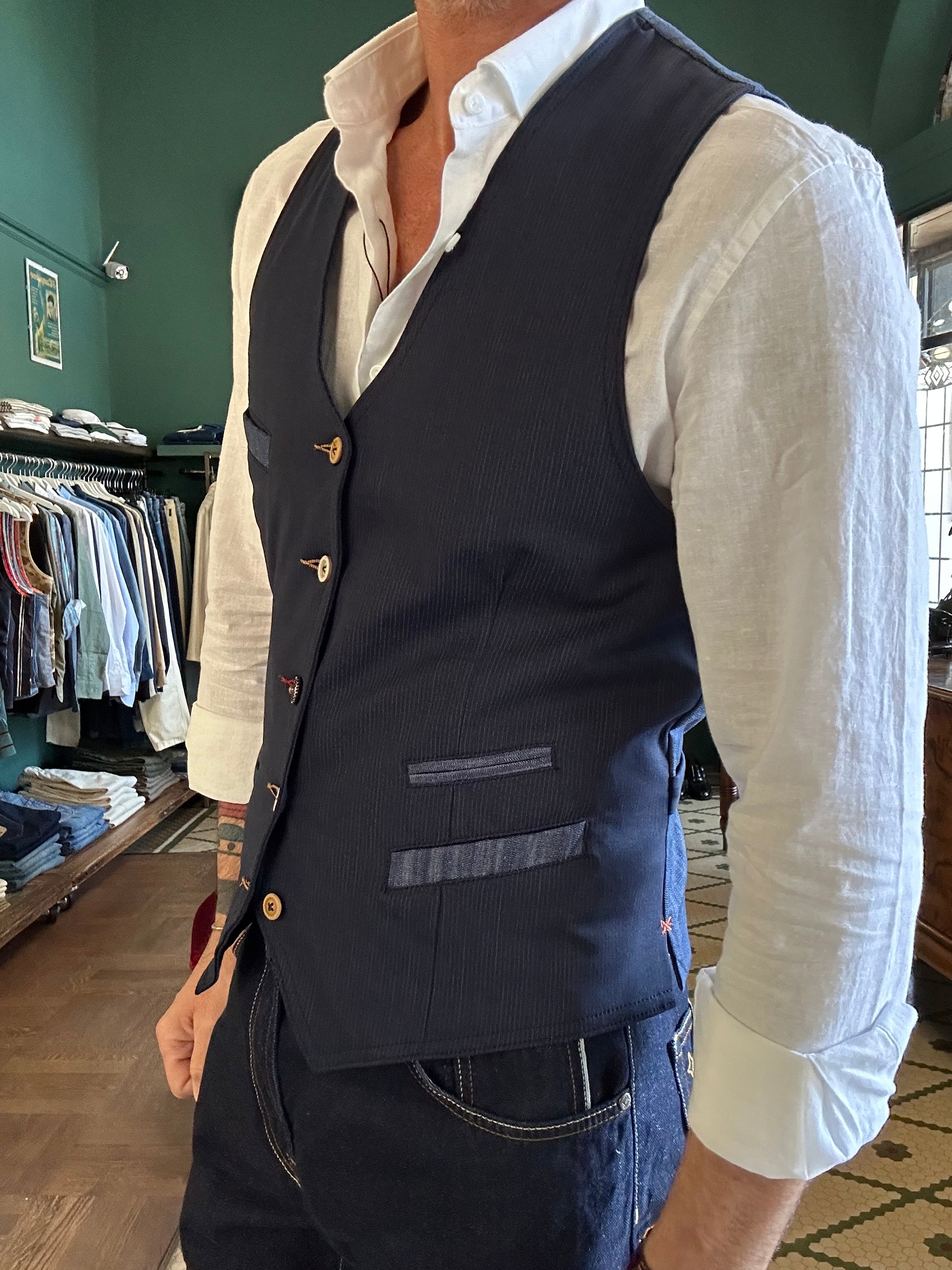 Gilet Garry’s Earth trama a righe elasticizzato Made in Italy