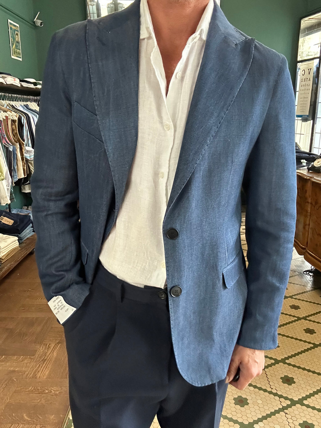 Giacca monopetto chambray Made in Italy