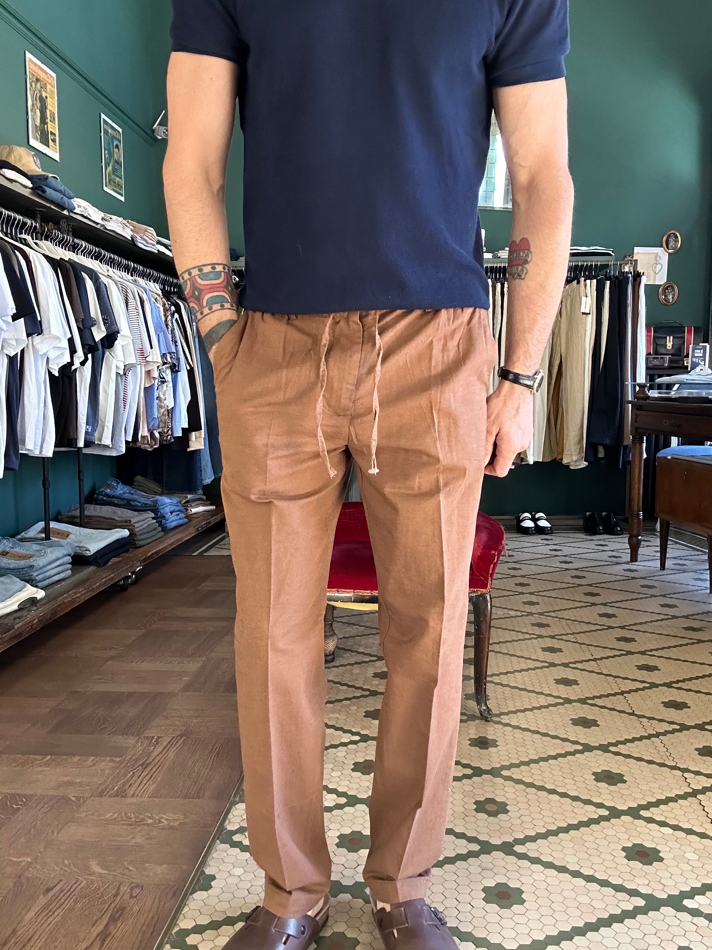 Pantalone lino cotone con coulisse