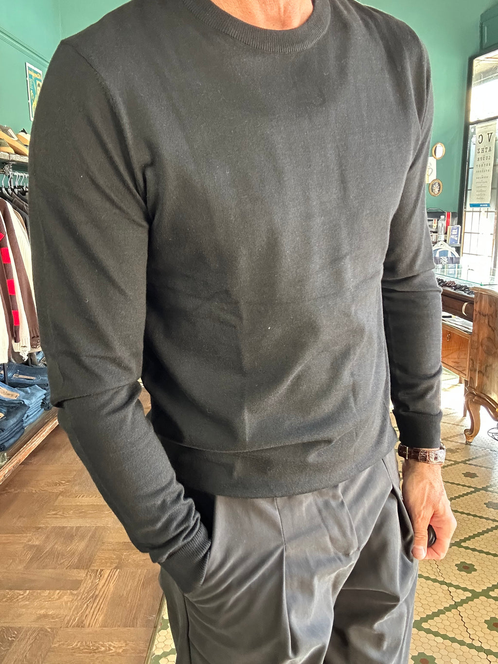Maglia misto lana girocollo