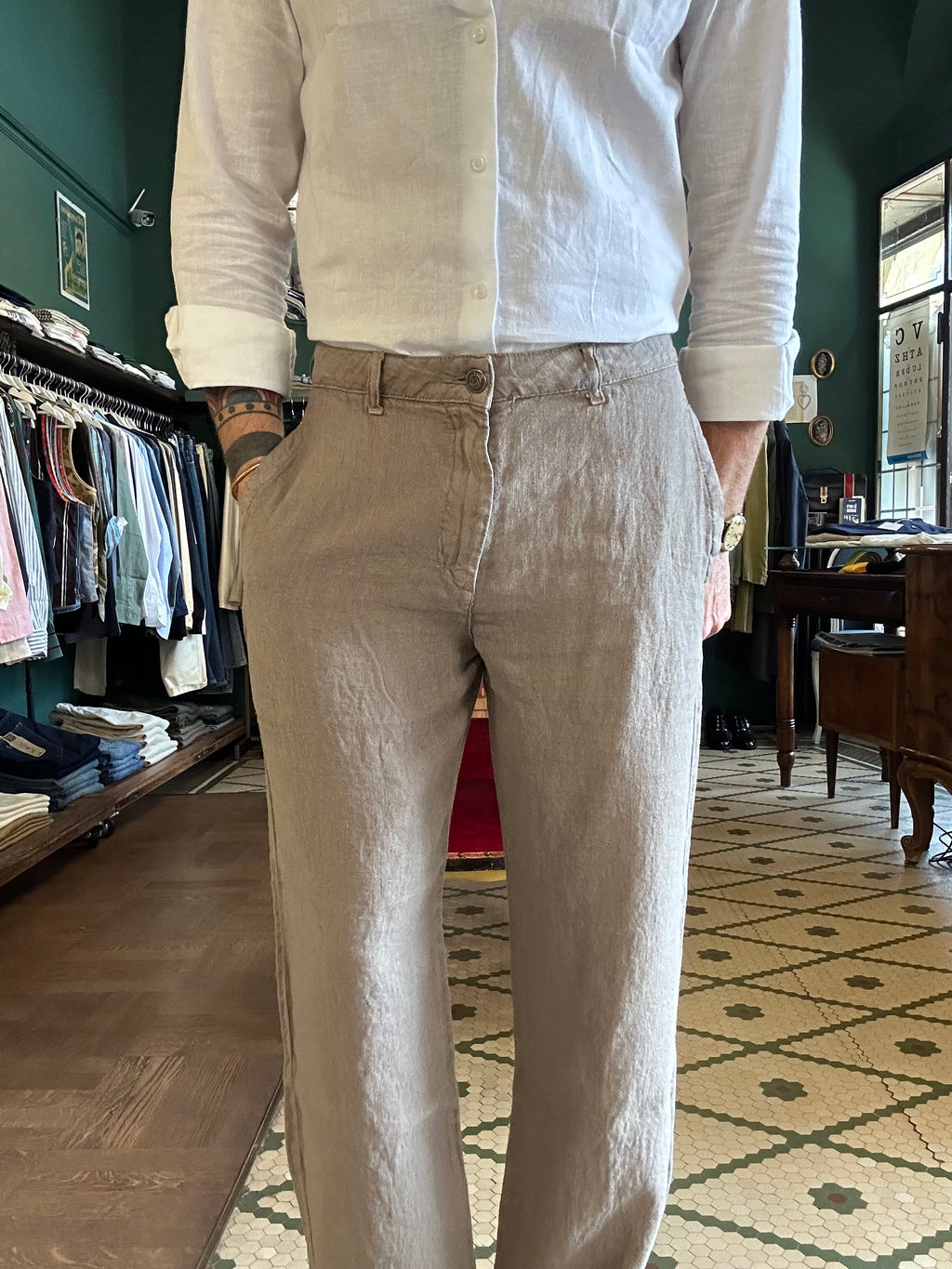 Pantalone 100% lino loose fit Made in Italy