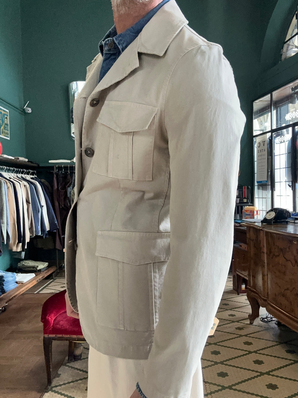 Field jacket in cotone piquet