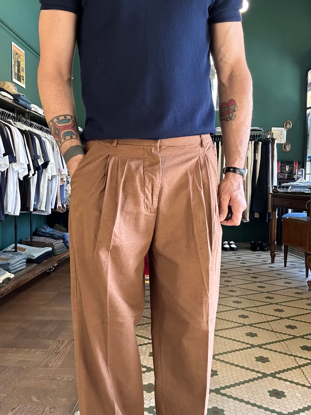 Pantalone over lino cotone
