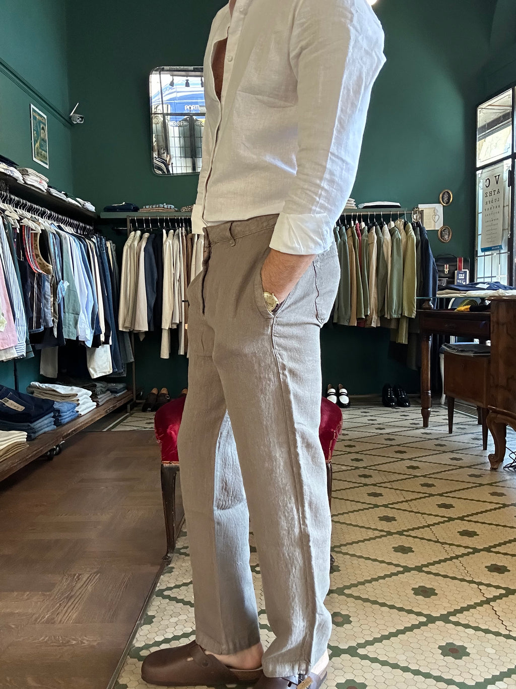 Pantalone 100% lino loose fit Made in Italy