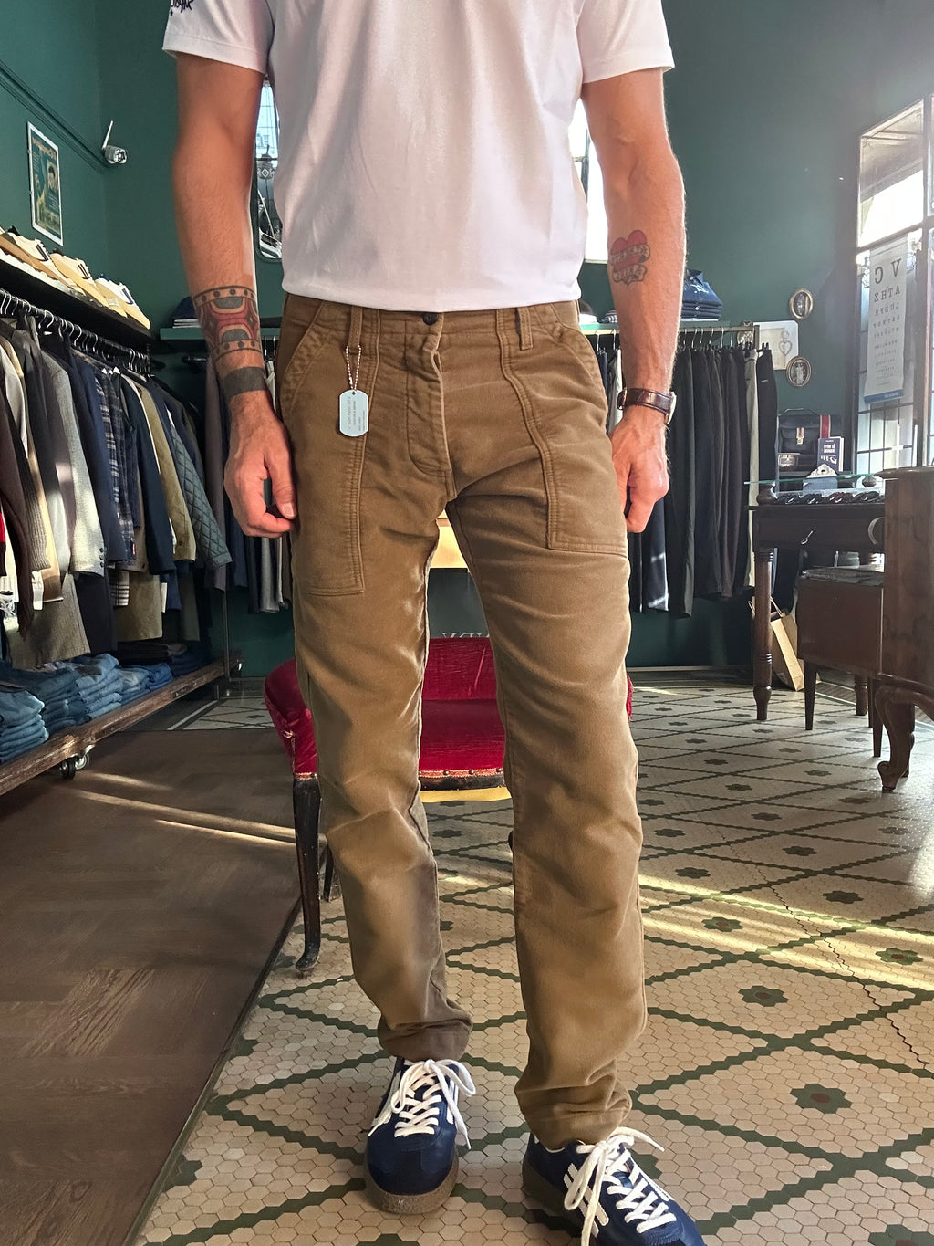 Pantalone fatigue moleskine degrasse