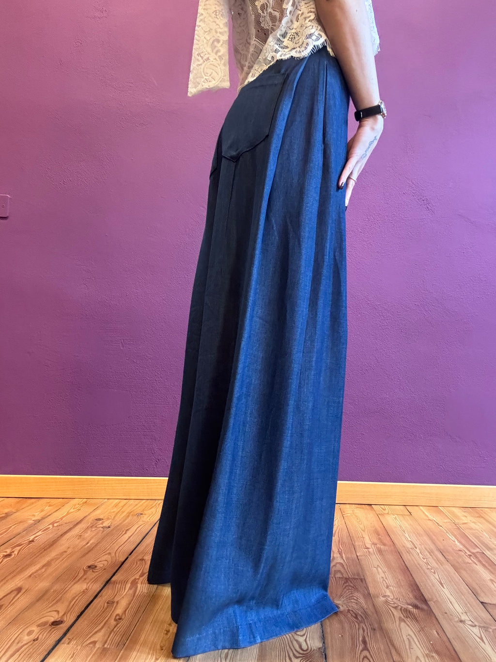 Pantalone palazzo chambray