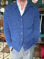 Cardigan garry’s Earth blu in lana Merinos