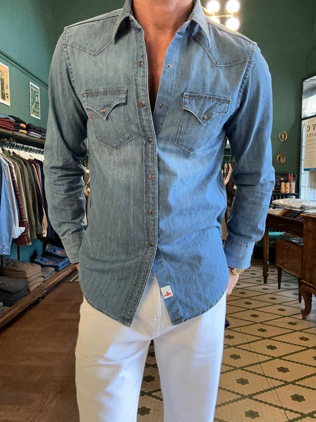 Camicia in jeans replay stile texano