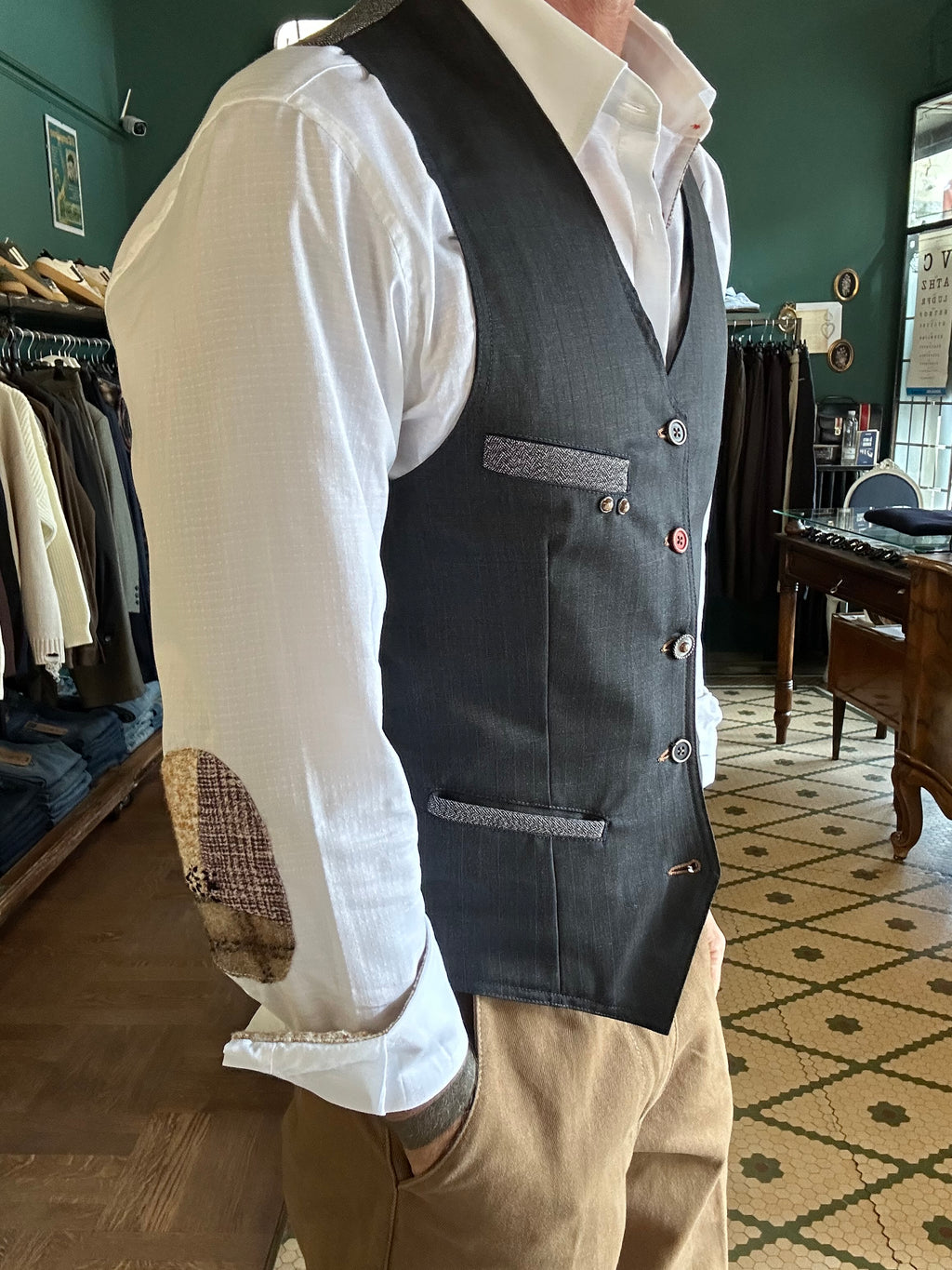 Gilet Garry’s Eart fresco lana gessato