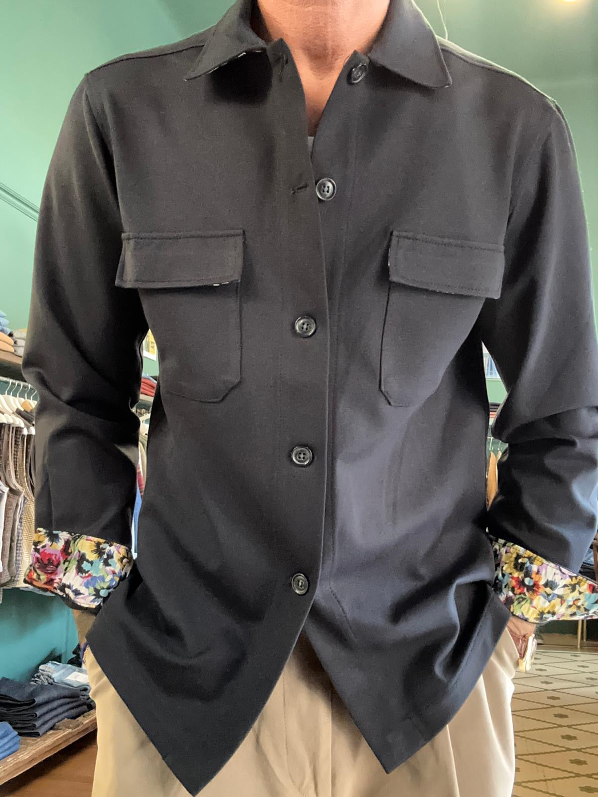 Camicia casacca blu in jearsey