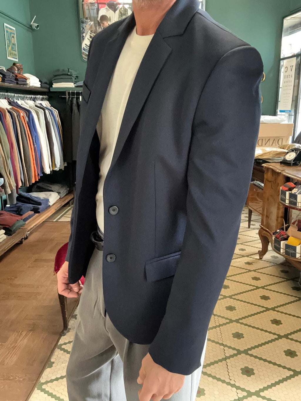 Blue single-breasted jacket