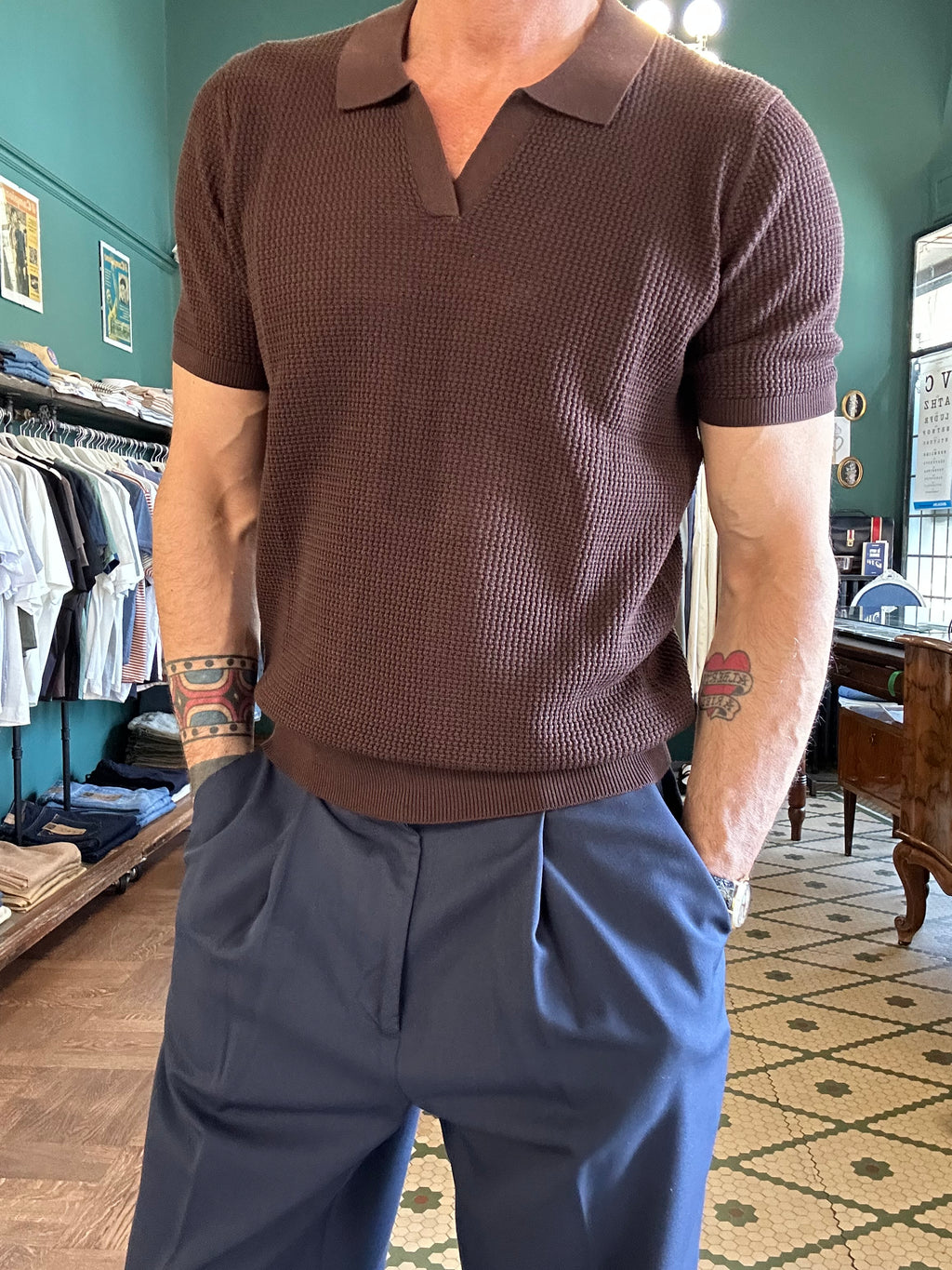 Polo 100% cotone con trama