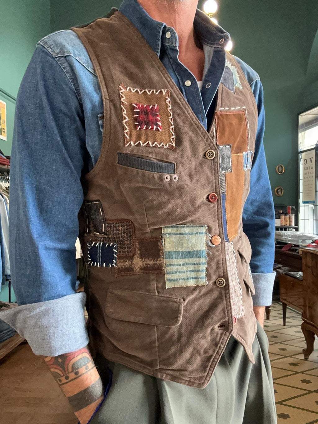 Gilet garry’s earth in fustagno con patch