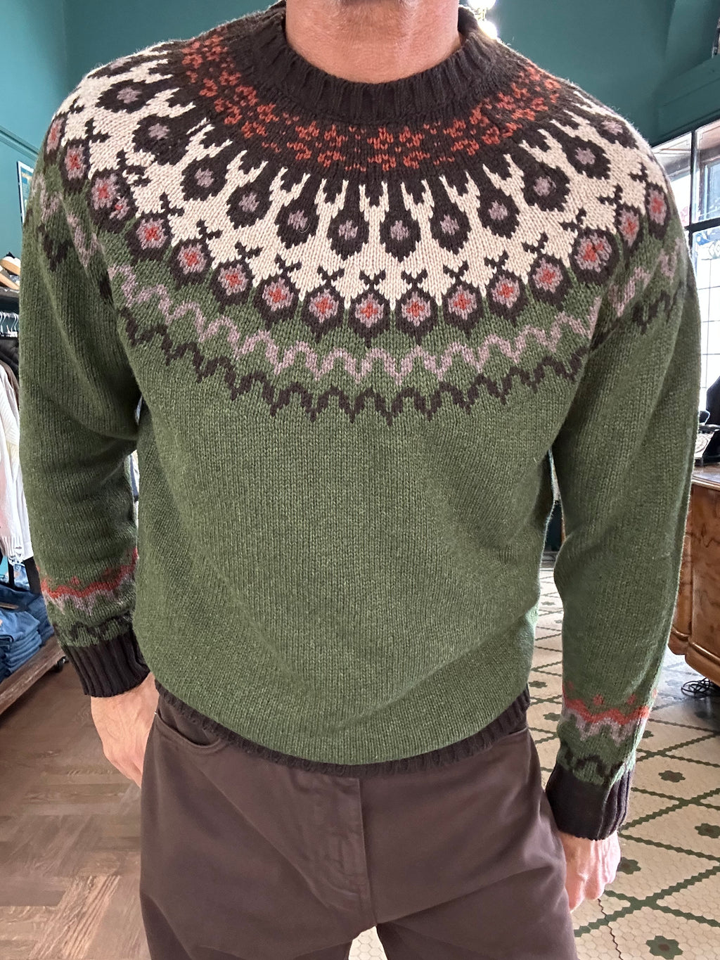 Maglione Jacquard misto lana