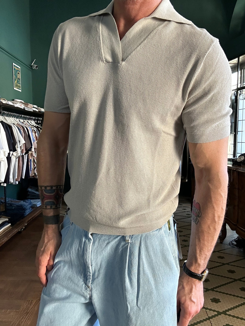 Polo maglina in cotone operato