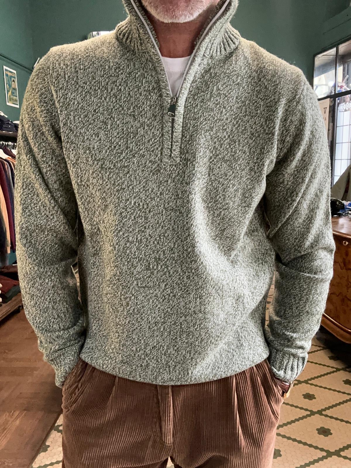 Cardigan mezza zip melange