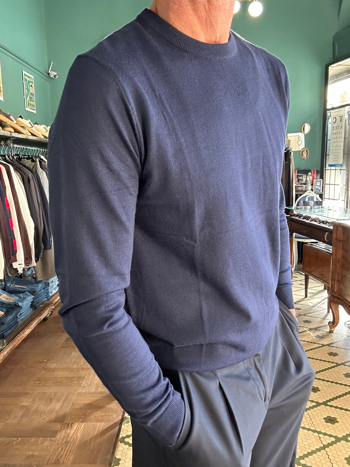 Maglia misto lana girocollo