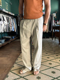 Pantalone loose fit con pence in misto Lino