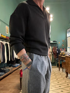 felpa collo polo nera