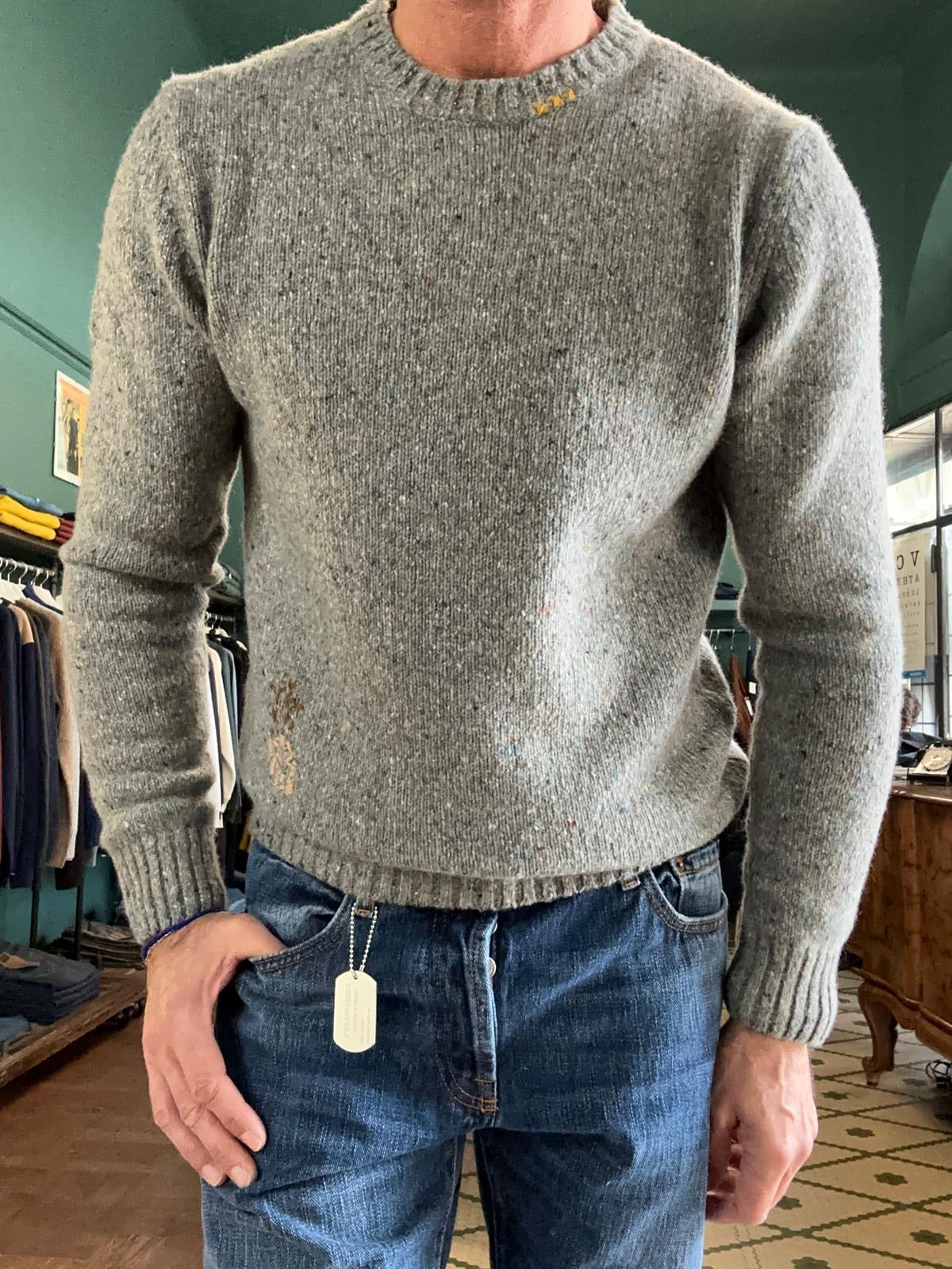 Maglione girocollo Koon bottonato misto lama