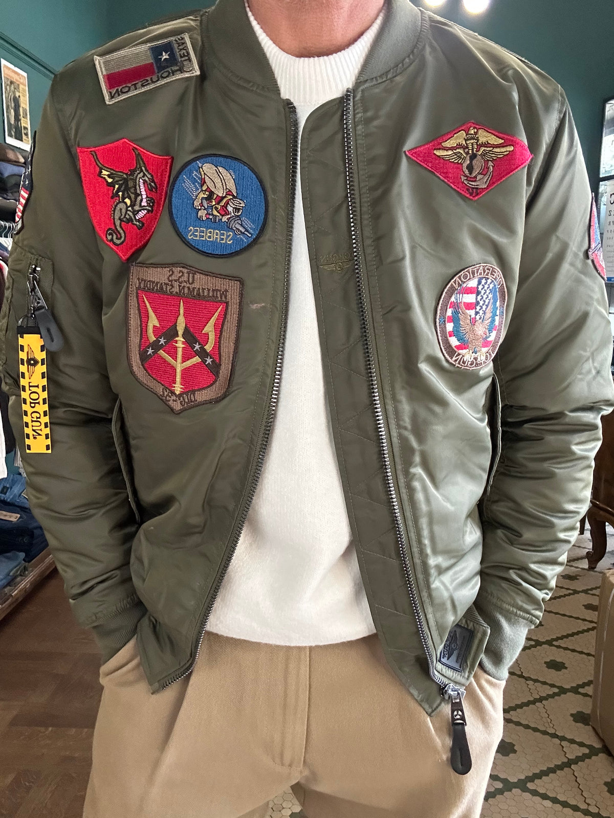 TOP GUN® MA-1 NYLON BOMBER JACKET WITH PATCHES