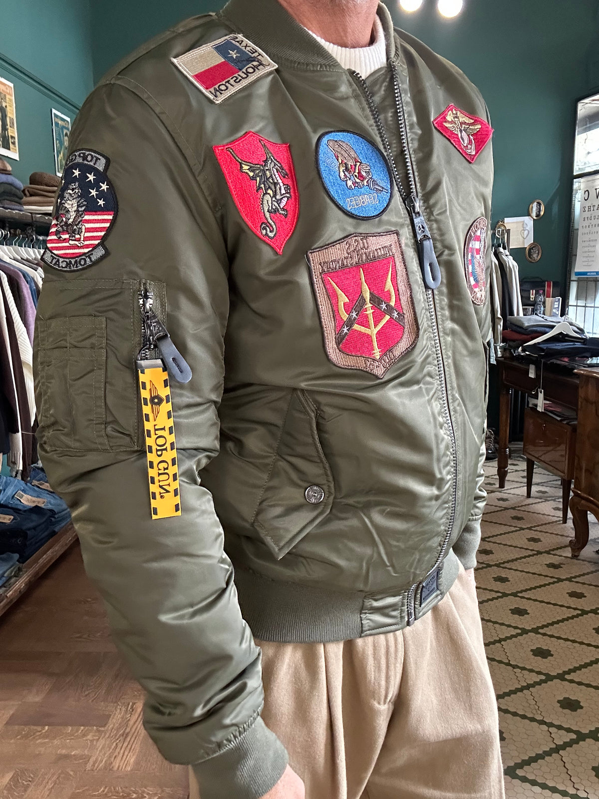 TOP GUN® MA-1 NYLON BOMBER JACKET WITH PATCHES