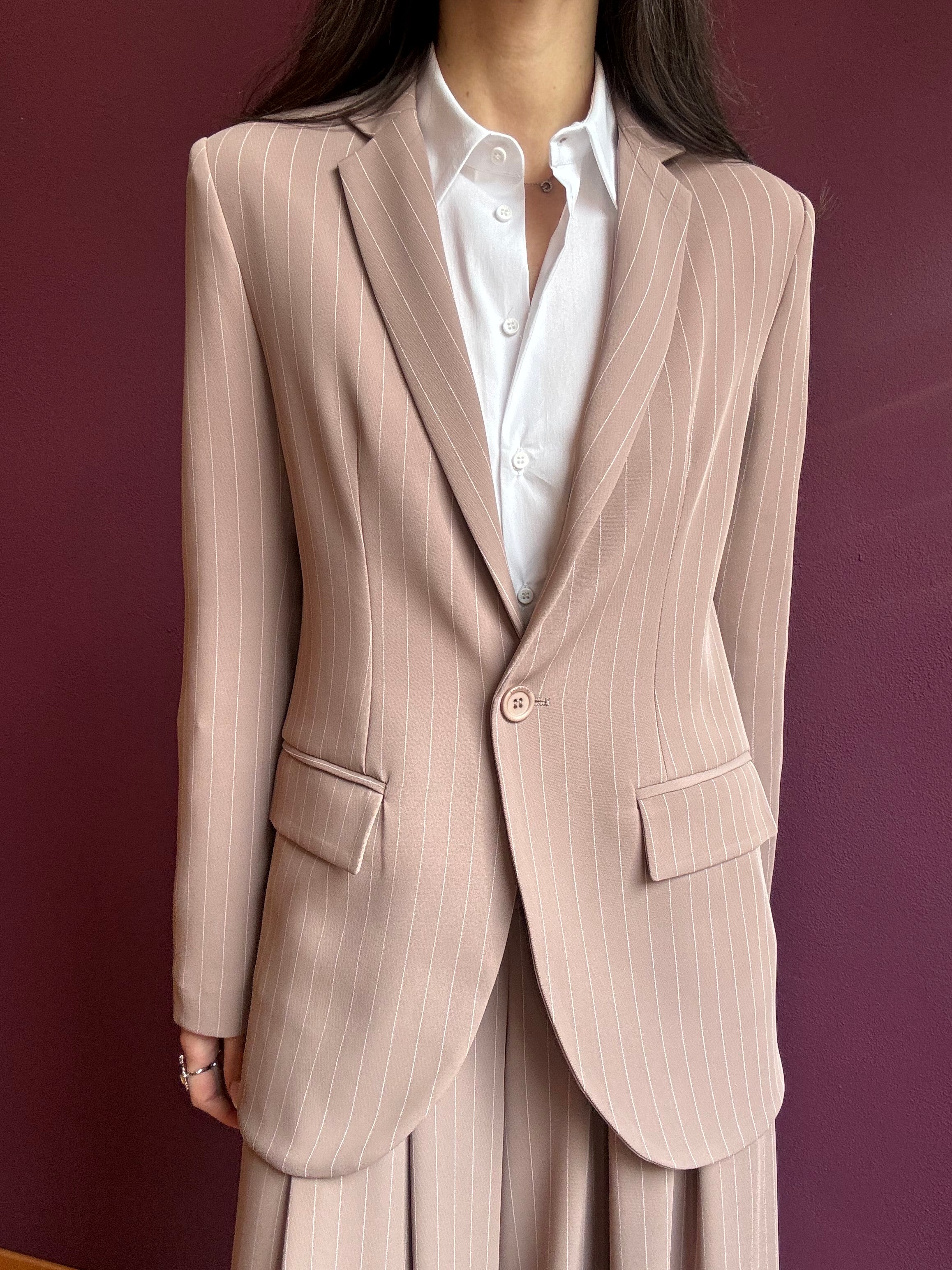 Giacca monopetto gessata