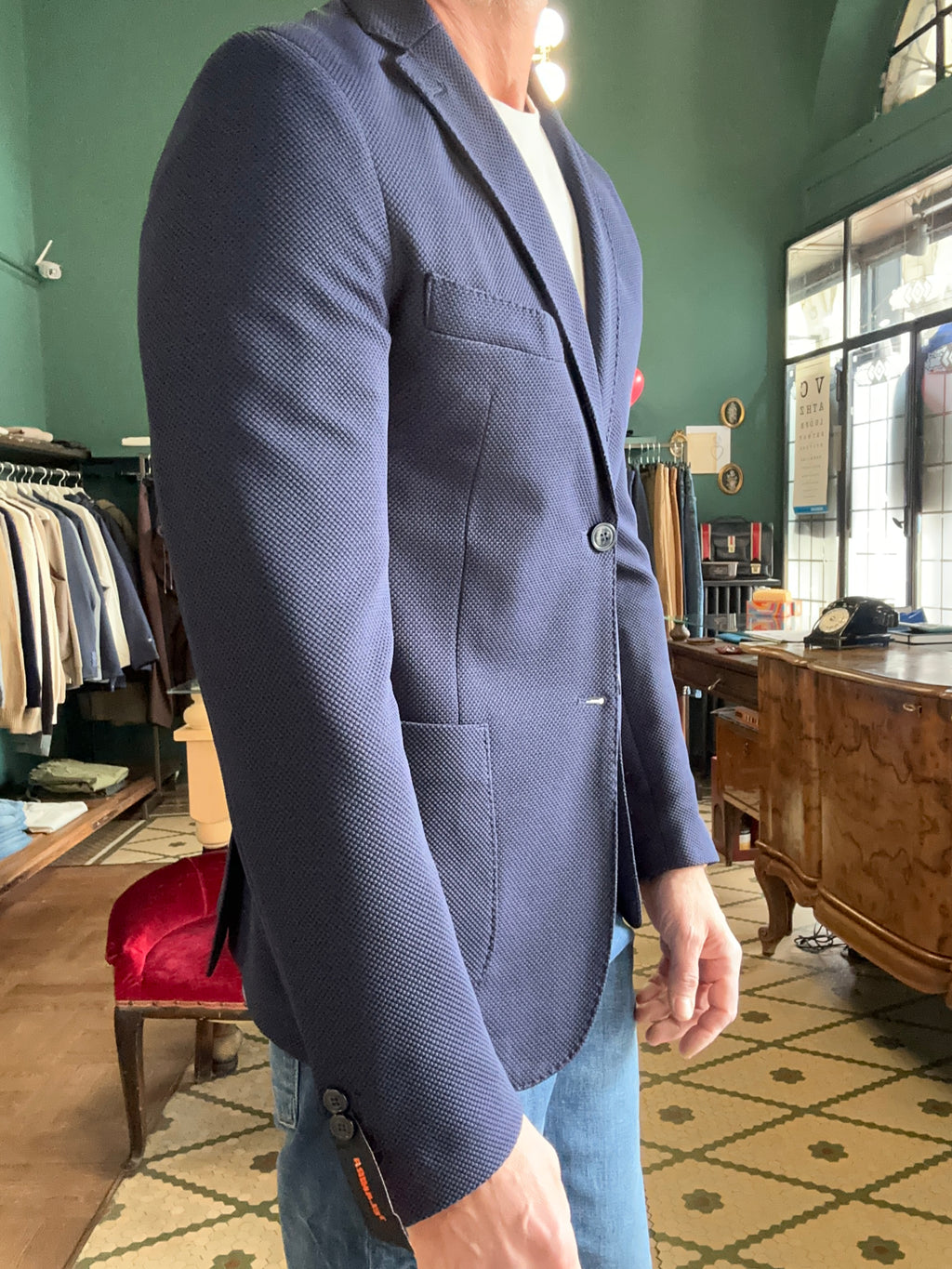 Giacca nido d’ape blu