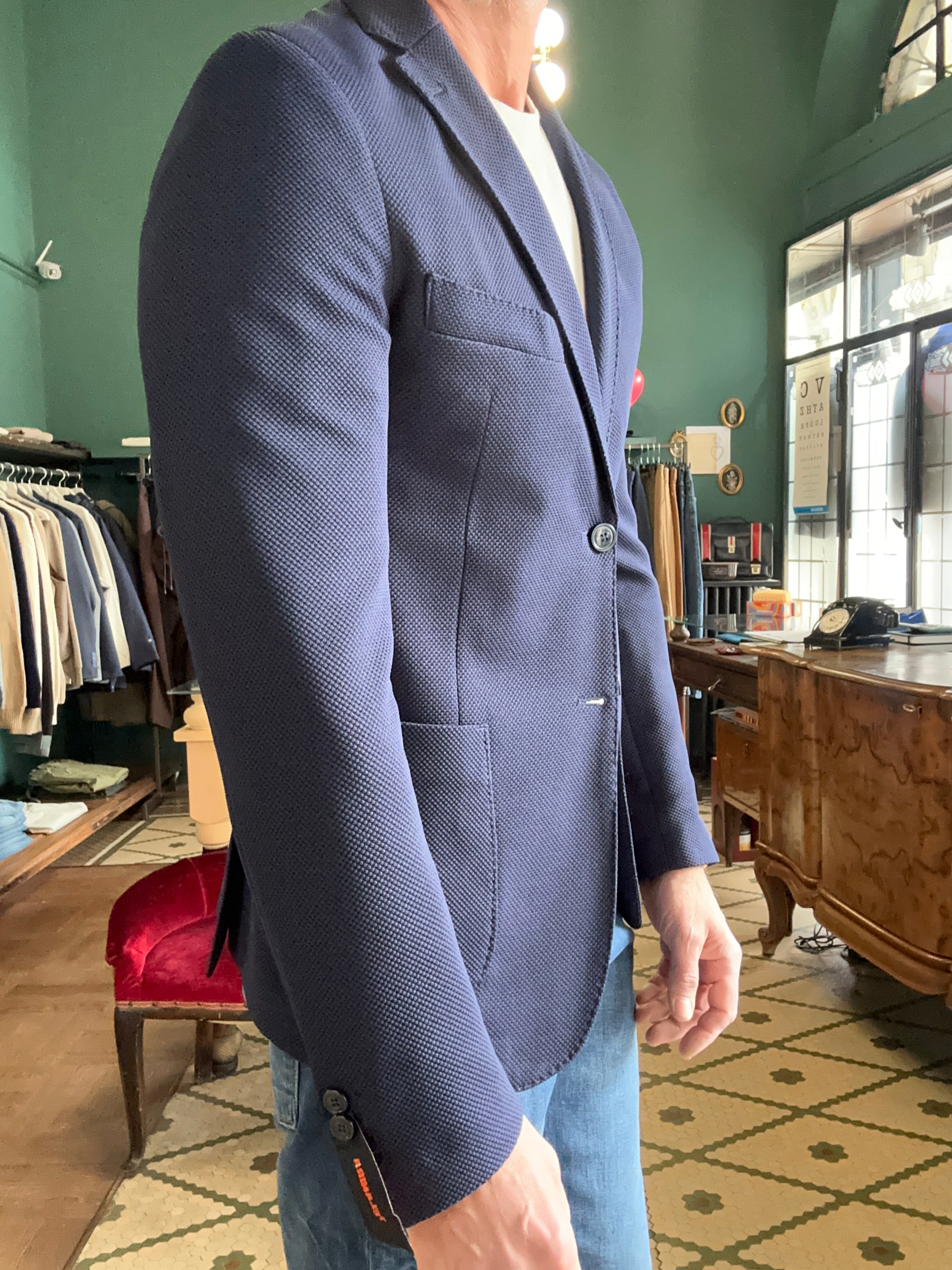 Giacca nido d’ape blu