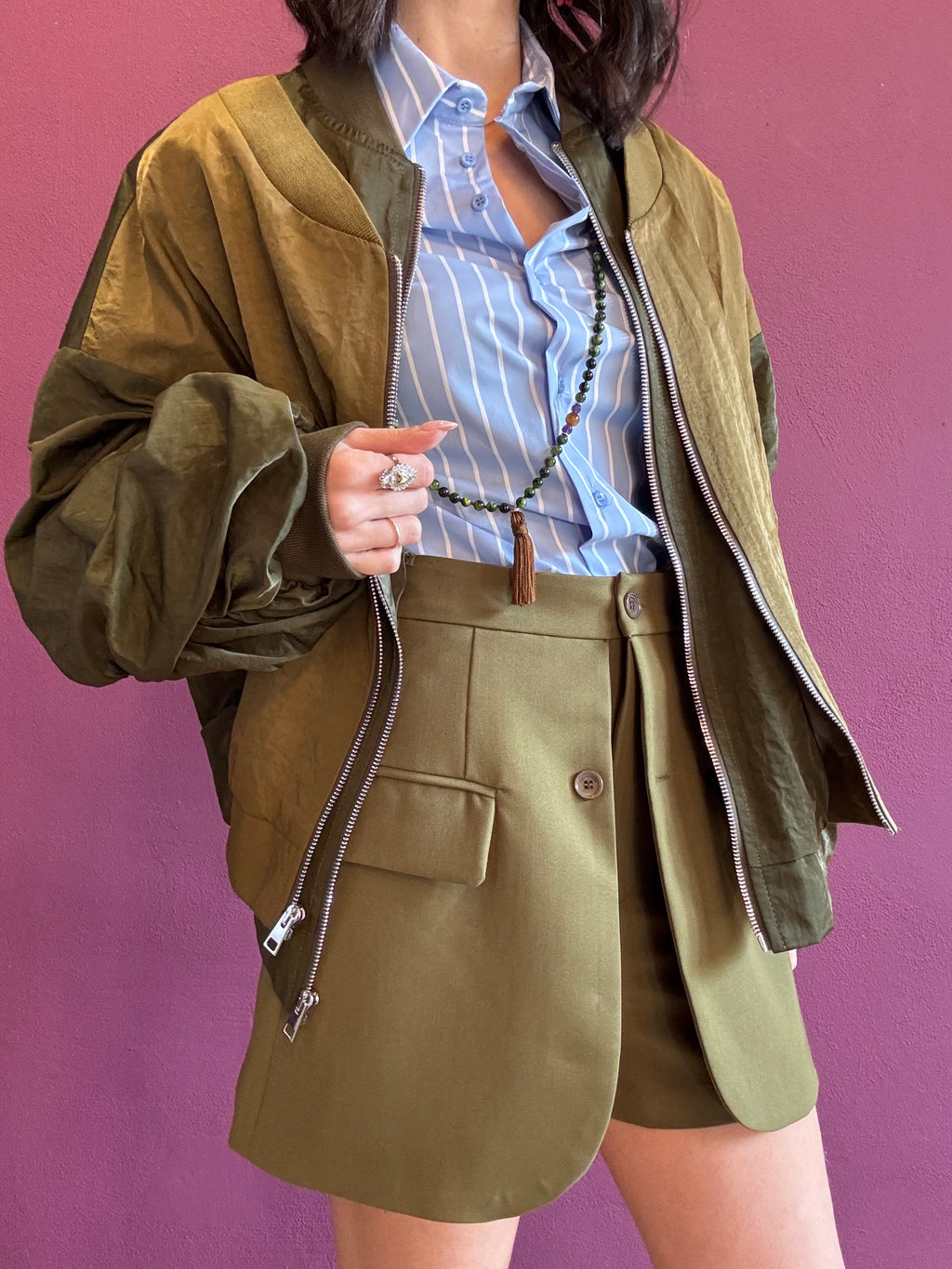 Army green pant-skirt