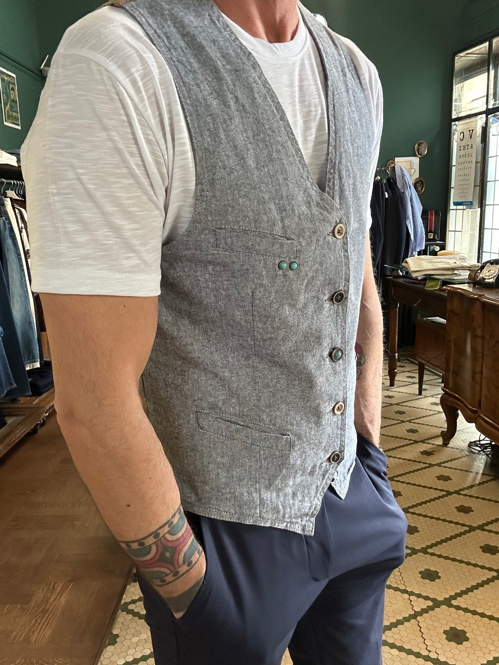 Gilet garry’s earth misto lino screziato